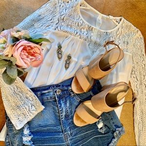 White Lace Detail Top